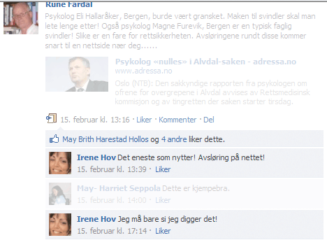 Irene Hov om at avsløring på nett er det eneste som nytter