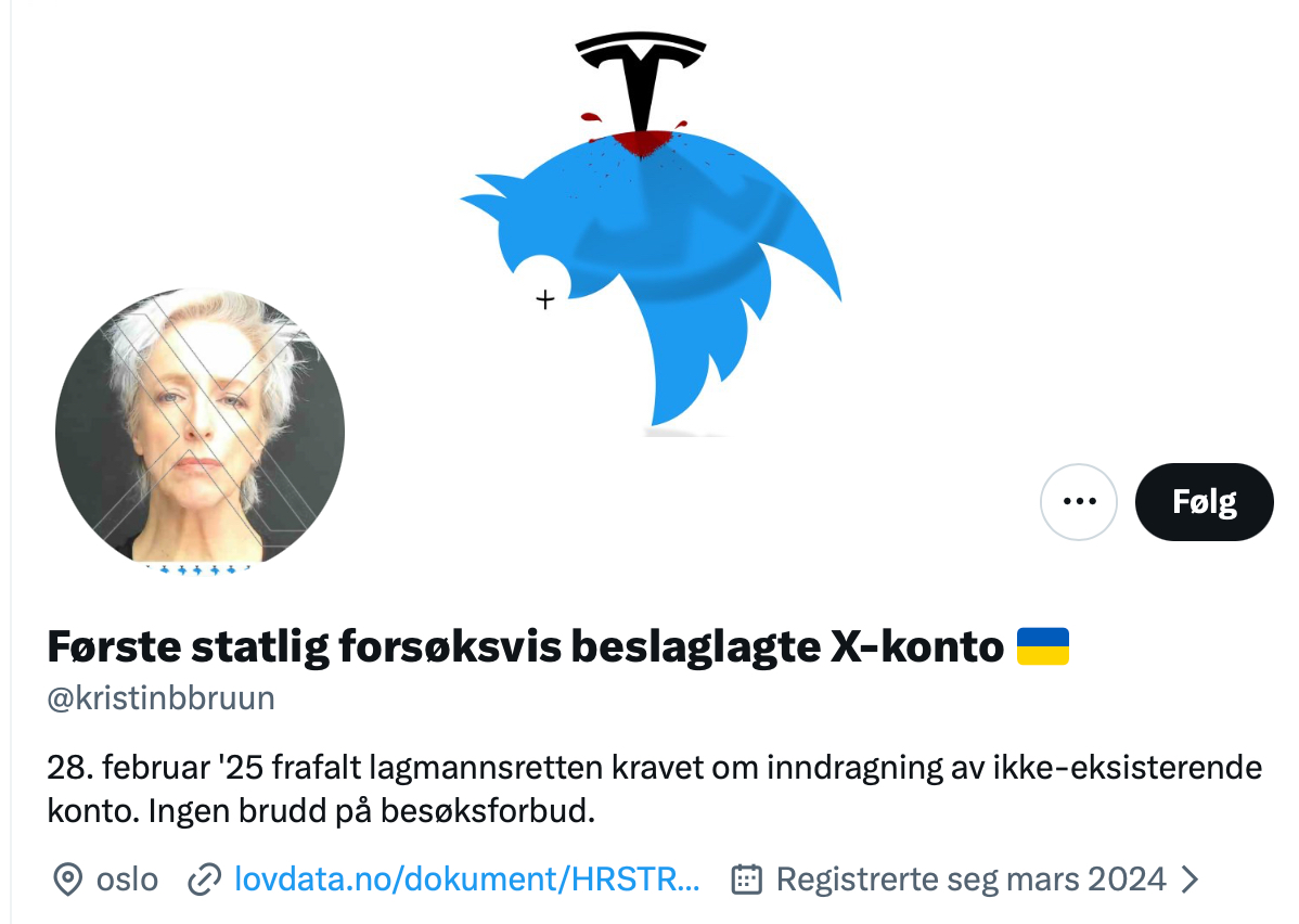 Kristin B. Bruun opprettet ny konto på X etter at tingretten inndro den ikke-eksisterende